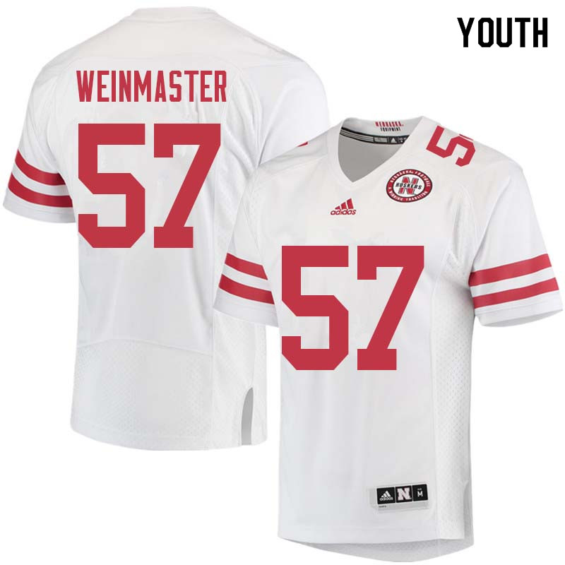 Youth #57 Jacob Weinmaster Nebraska Cornhuskers College Football Jerseys Sale-White - Click Image to Close